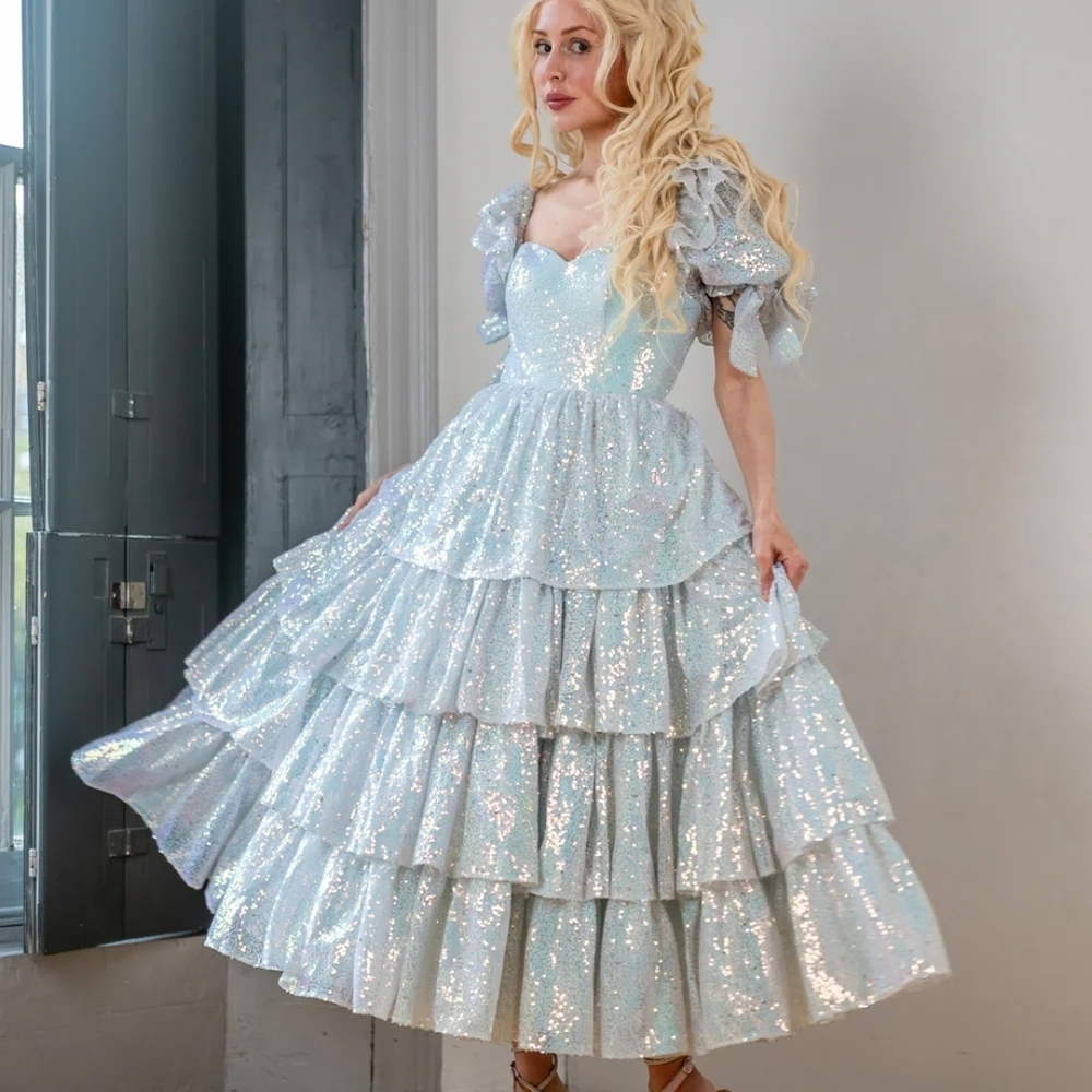 Sparkling Blue Tiered Gown